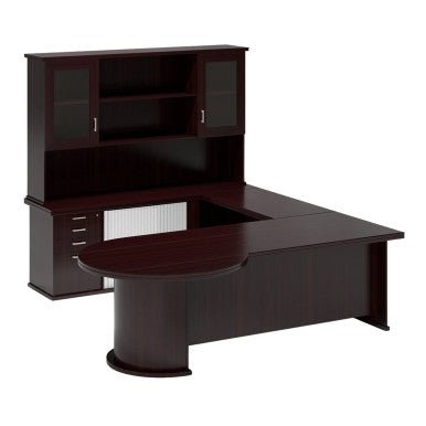 Volante Managerial Office Desk with Two Glass Door Top Unit with Pedenza