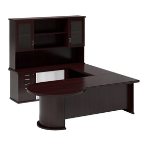Volante Managerial Office Desk with Two Glass Door Top Unit with Pedenza