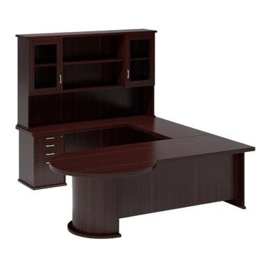 Volante Managerial Office Desk with Two Glass Door Top Unit with Pedestal