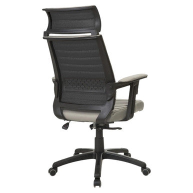 Wallstreet High-back Office Chair by 67, a Durable Office Furniture Piece, Featuring a Black Frame, Grey Seat and Backrest, and Adjustable Ergonomic Design, Showcasing Its High-back and Armrests on a Five-Star Base with Wheels.