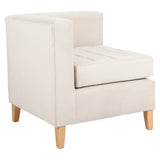 Washington Corner Sofa Chair | Fur-SCH-Was, Ivory Upholstered Corner Sofa Chair with Wooden Legs and Cushioned Seat for Stylish Comfort.