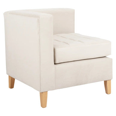 Washington Corner Sofa Chair | Fur-SCH-Was, Ivory Upholstered Corner Sofa Chair with Wooden Legs and Cushioned Seat for Stylish Comfort.