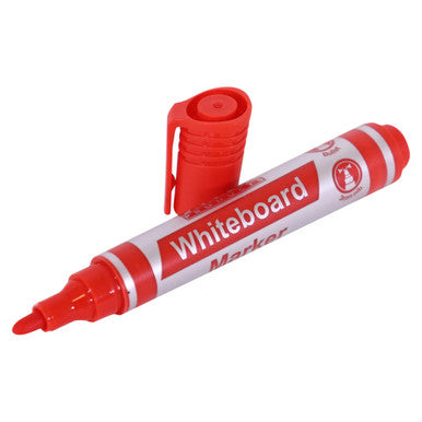 Whiteboard Marker (Bullet Tip - Carded - Red) PW0101R, Red Dry Erase Marker with Bullet Tip and Carded Packaging.