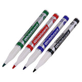 Whiteboard Marker (Slimline Tip - Pouch 4) PW0401B, Four Slimline Whiteboard Markers in Green, Red, Blue, and Black with Caps and Labels.