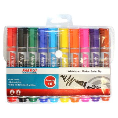 Whiteboard Markers (10 Markers – Bullet Tip)