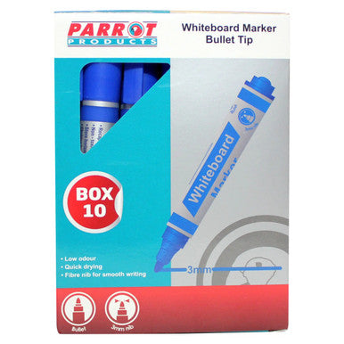 Whiteboard Markers, 10 Blue Bullet Tip Markers for Writing and Drawing.