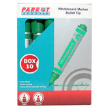 Whiteboard Markers (10 Markers - Bullet Tip - Green) PW1001G, Box of Ten Green Whiteboard Markers with Bullet Tips.