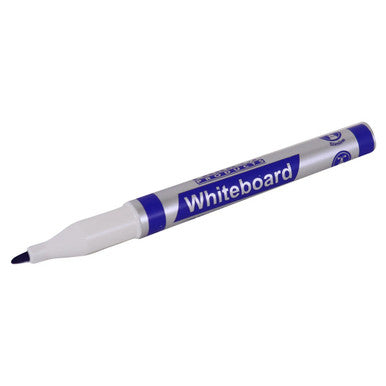 Whiteboard Markers, 10 Blue Slimline Tip Whiteboard Markers with Product Code PW2001D Laid Flat.
