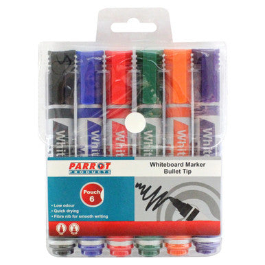 Whiteboard Markers (6 Markers - Bullet Tip - Pouch)