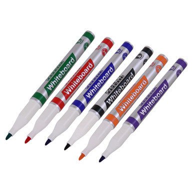Whiteboard Markers (6 Markers – Slimline Tip – Pouch)