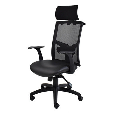 Winston Mesh High-back Office Chair by 67, a Comfortable Desk Chair with Black Mesh Back, Cushioned Seat, Adjustable Headrest and Armrests, Sturdy Base, Ideal for Ergonomic Support and Comfort in Professional Settings.