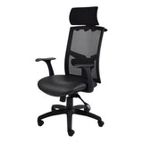 Winston Mesh High-back Office Chair by 67, a Comfortable Desk Chair with Black Mesh Back, Cushioned Seat, Adjustable Headrest and Armrests, Sturdy Base, Ideal for Ergonomic Support and Comfort in Professional Settings.
