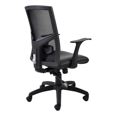Winston Mesh Medium-back Office Chair by 67, a Lumbar Support Chair with Black Mesh Back, Adjustable Features, and Ergonomic Design, Featuring a Sturdy Base with Wheels, Providing Comfort and Support for Long Hours of Work.