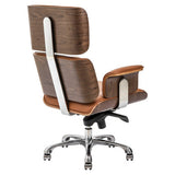 Wooden President High-back Office Chair | JOC-HCH-CH6300, High-back Executive Chair Made of Wood with Leather Accents, Adjustable Height, and a Chrome Base.