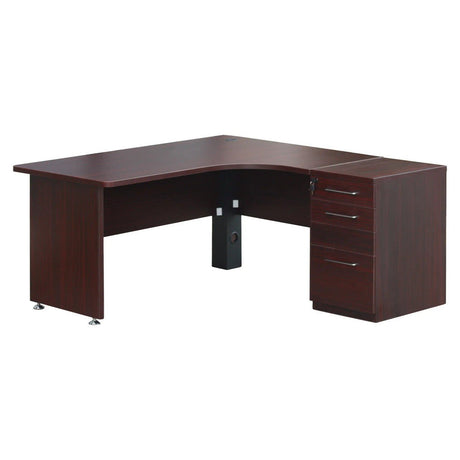 Workstation Desk with Pedestal – Mahogany