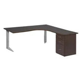 Workstation Desk with Steel Legs and Desk Height Pedestal