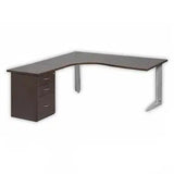 Workstation Desk with Steel Legs and Desk Height Pedestal