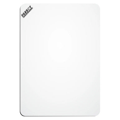 Writing Slate Markerboard (297 x 210 mm Carded), a White Dry Erase Board with Rounded Edges and a Black Branded Corner, Suitable for Writing and Note-Taking.