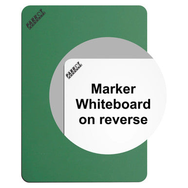 Product: Writing Slate Markerboard/Chalk Paint (297 x 210 mm - Carded) BD2805, Image of Packaging Labeled as a Marker Whiteboard on Reverse with a Green and White Design.