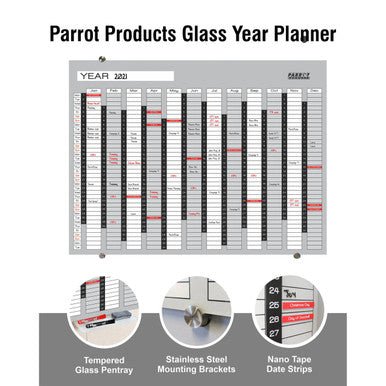 Year Planner Glass Non-Magnetic 1200 × 900mm