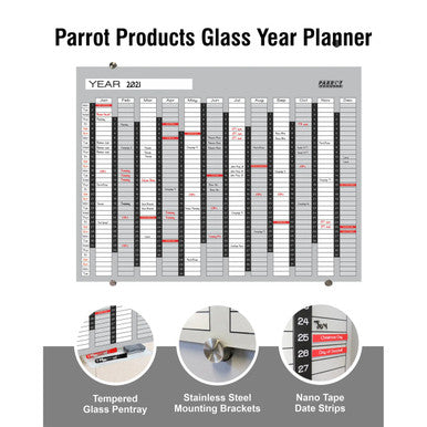 Year Planner Glass Non - Magnetic 1200*900mm - Additional View 3