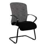 Zambezi Office Chair with Black Frame, Grey and White Speckled Backrest and Black Seat, Featuring Armrests and a Sturdy Base, Presented on a White Background, Showcasing Its Design and Style.
