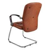 Zelda Visitor Office Chair by Office Stock South Africa, Featuring Brown Leather Upholstery, Chrome Frame, and Armrests, a Stylish and Comfortable Option for South Africa Office Furniture Needs.