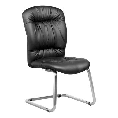 Zelda Visitor Office Chair by Office Stock South Africa, a Black Leather Chair with Chrome Legs, Perfect for Comfort and Style; Buy Office Chairs Online for Ergonomic Solutions in Corporate Offices and Educational Institutions.