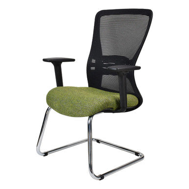 Zhavia Mesh Visitor Office Chair with Y800 Adjustable Three Positional Arm Front Side View | Office Chairs | Office Stock